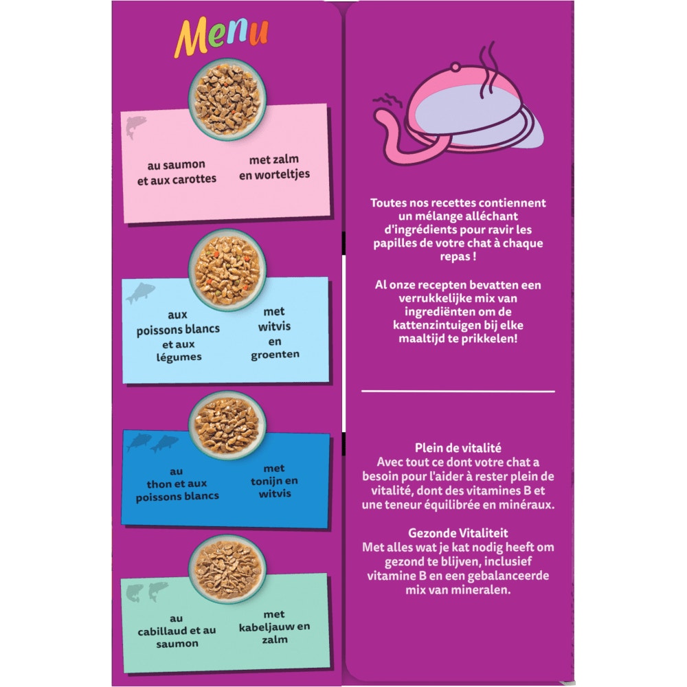 WHISKAS® Tasty Mix Sachets Fraîcheur Poisson Du Jour En Sauce Pour Chat Adulte 4 Variétés 12 x 85g - 3