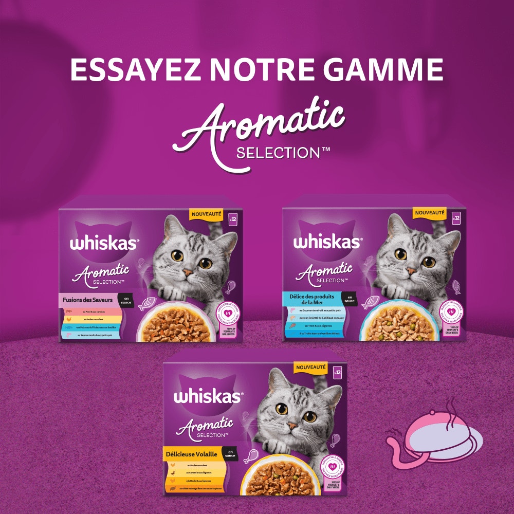 WHISKAS® Sachet Fraîcheur Les Aromatic Selection Fusion des Saveurs Pour Chat Adulte 4 variétés 12 x 85g - 6