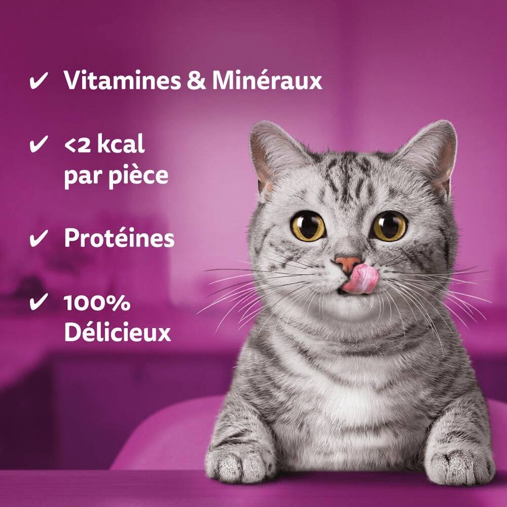 WHISKAS® TEMPTATIONS™ Saveur Saumon Friandises Pour Chat Adulte 60g & 180g - 3