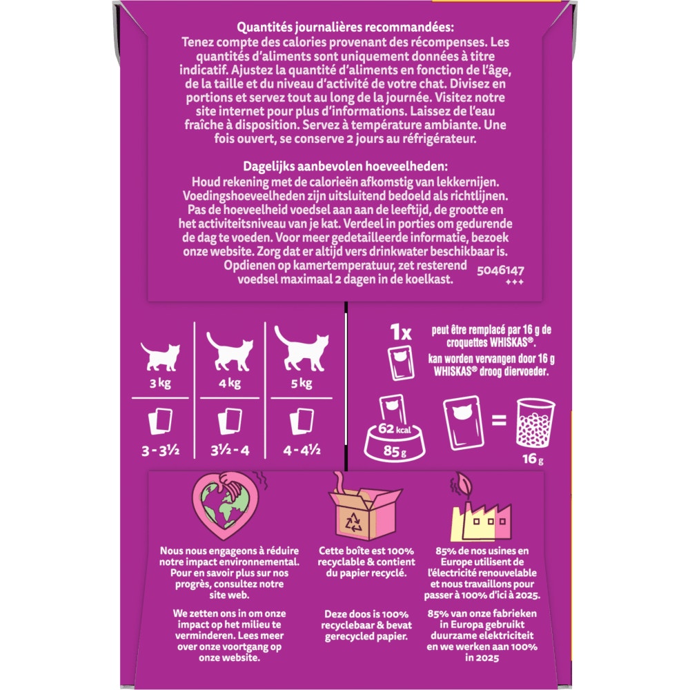 WHISKAS® Sachets Fraîcheur Les Festins À La Volaille En Gelée Pour Chat Adulte 4 Variétés 12 x 85g - 4