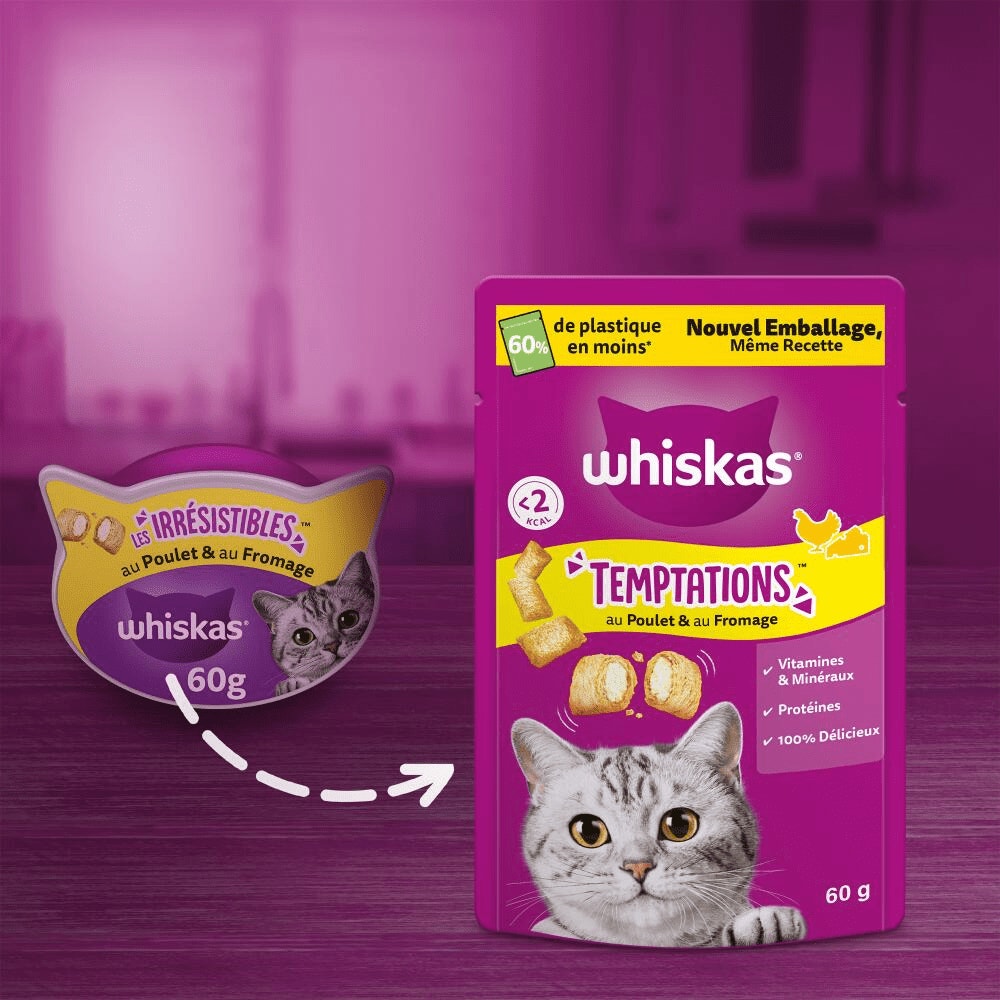 WHISKAS® TEMPTATIONS™ Au Poulet Et Fromage Friandises Pour Chat Adulte 180g - 6