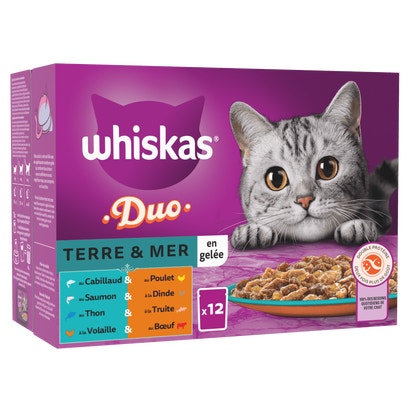 Duo Sachets Fraîcheur Terre & Mer En Gelée Pour Chat Adulte 4 Variétés